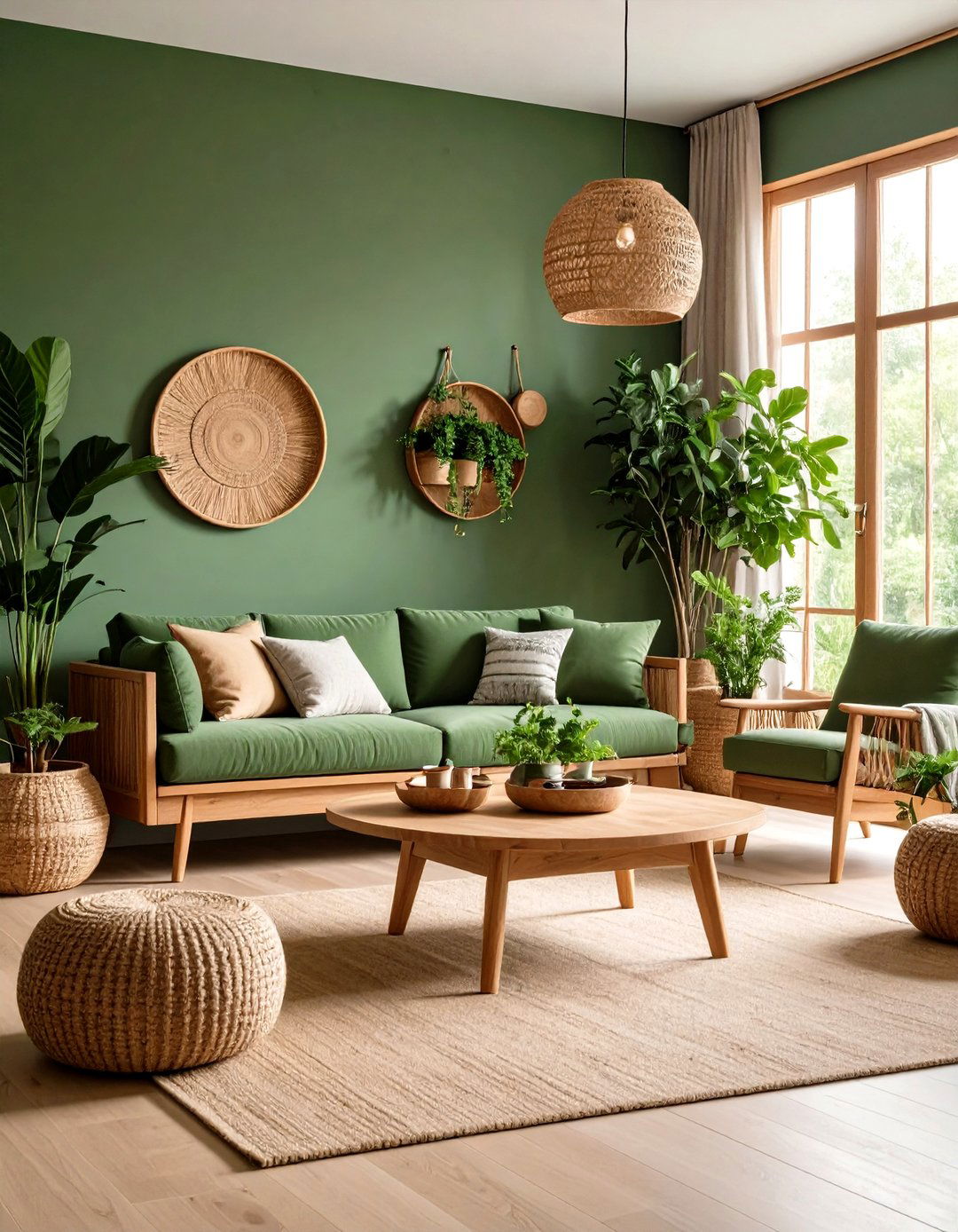 Sage Green Living Room with Natural Wood Tones - 24 Sage Green Living Room Ideas