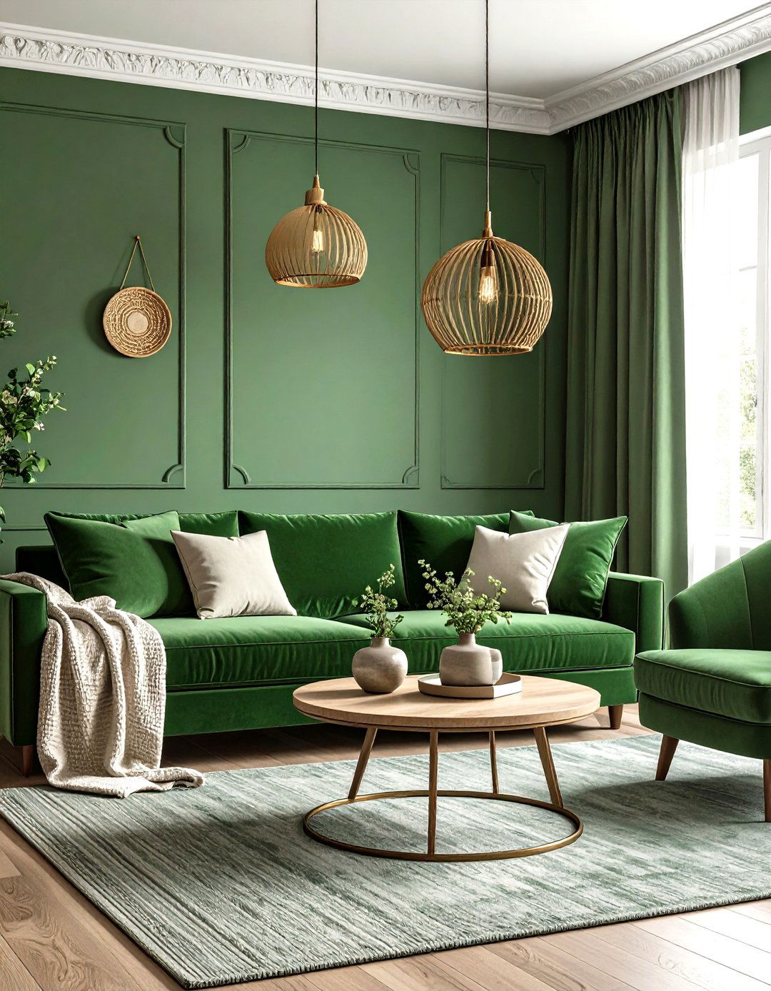 Sage Green Living Room with Rich Textural Elements - 24 Sage Green Living Room Ideas