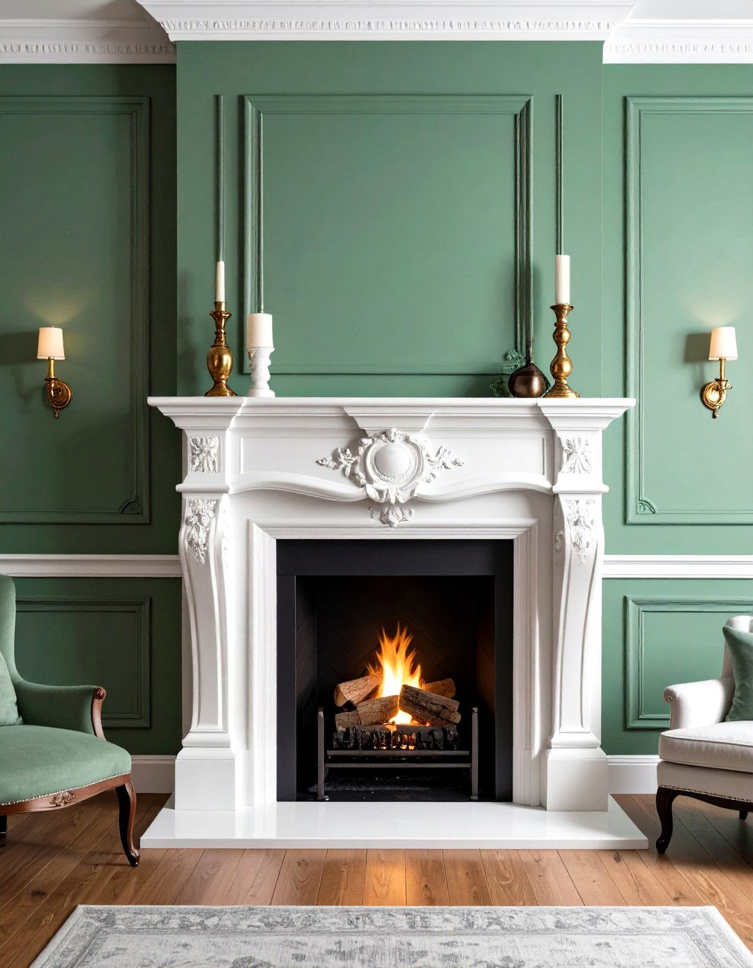 Sage Green Mantel with White Surround - 24 Sage Green Fireplace Ideas