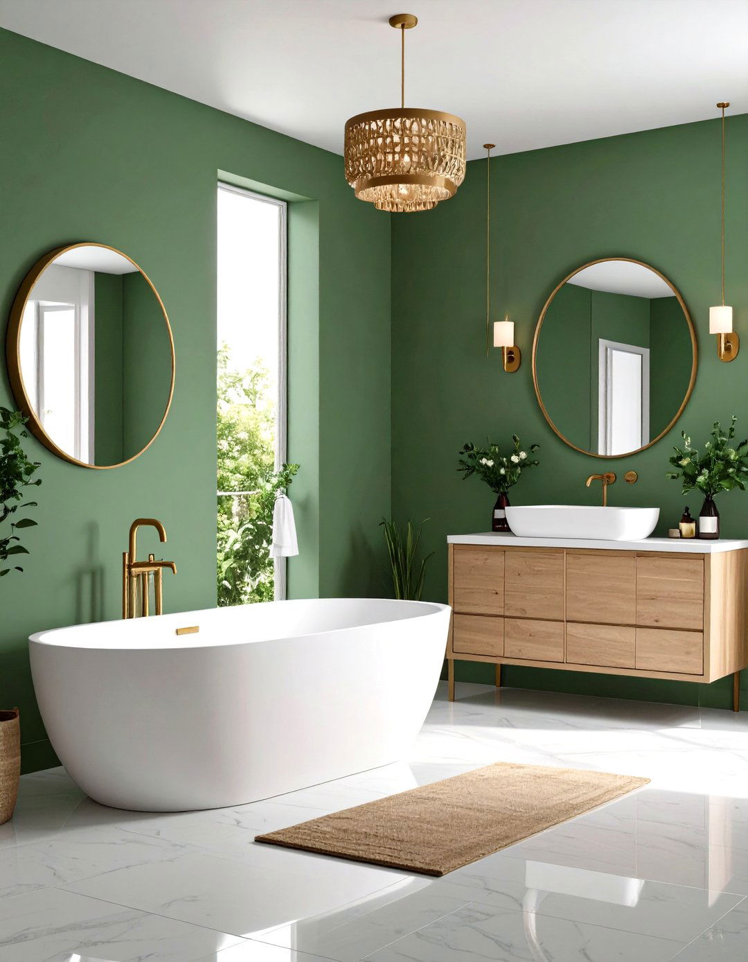 Sage Green Master Bath with Freestanding Tub - 24 Sage Green Paint Color Ideas