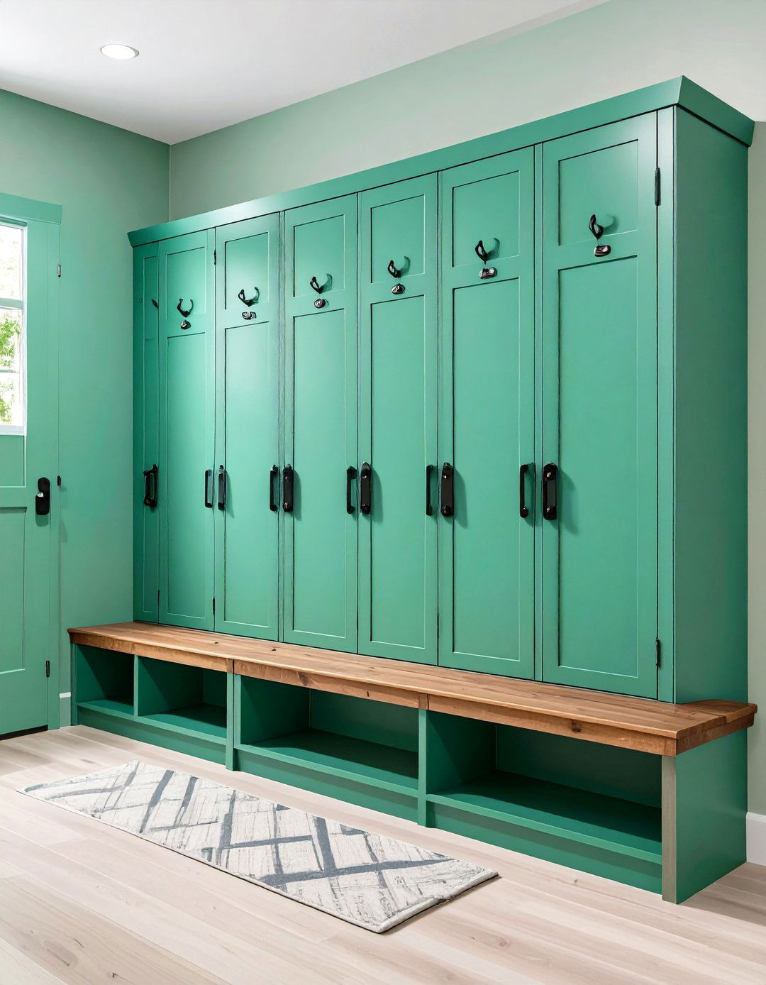 Sage Green Mudroom Locker System - 24 Sage Green Laundry Room Ideas