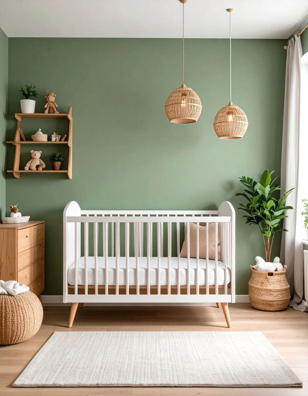 Sage Green Nursery Design with White Furniture - 24 Sage Green Decor Ideas