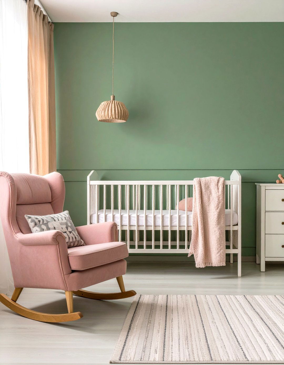 Sage Green Nursery with Soft Pink Accents - 24 Sage Green Paint Color Ideas
