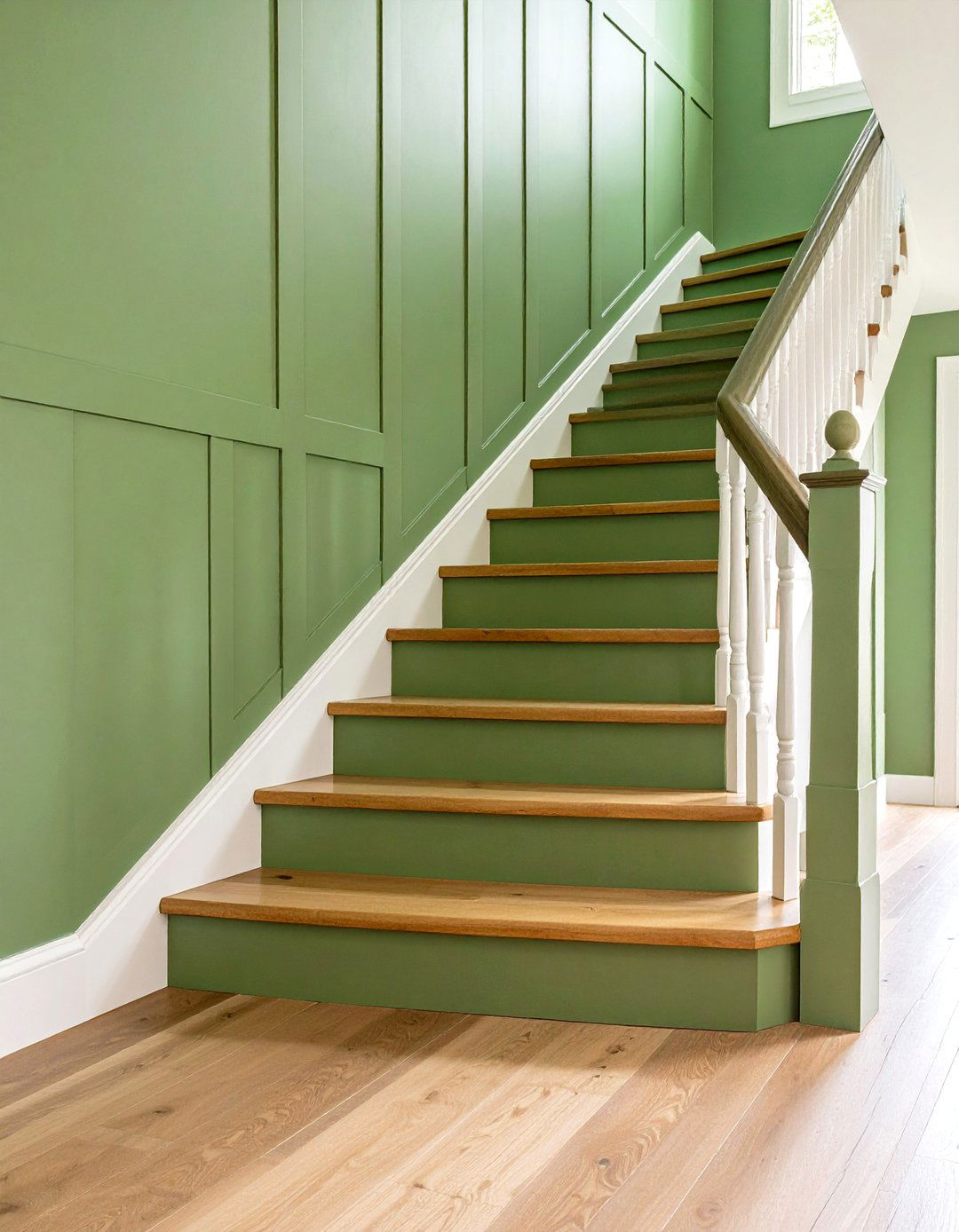 Sage Green Painted Stair Serenity - 24 Painted Stair Ideas