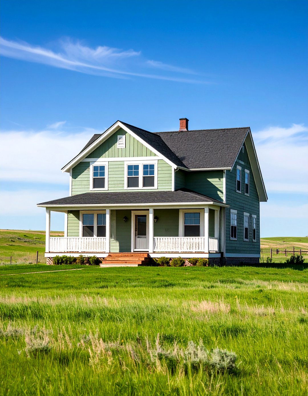 Sage Green Prairie Style with Black Accents - 24 Sage Green House With Black Door