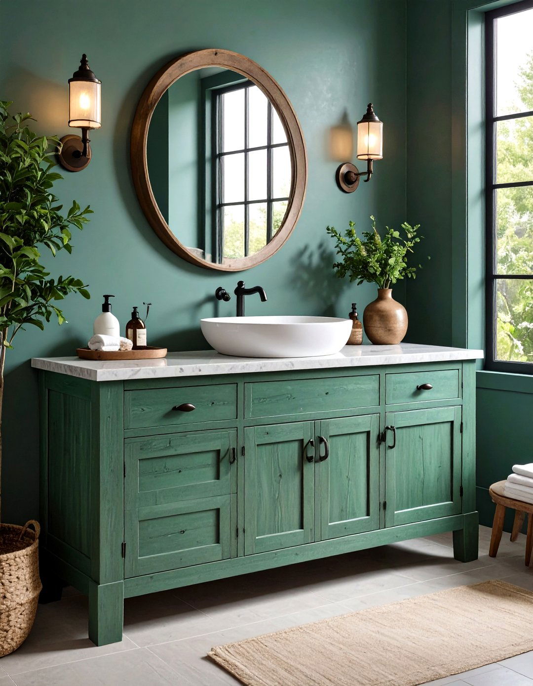 Sage Green Rustic Wood Vanity - 24 Sage Green Bathroom Ideas