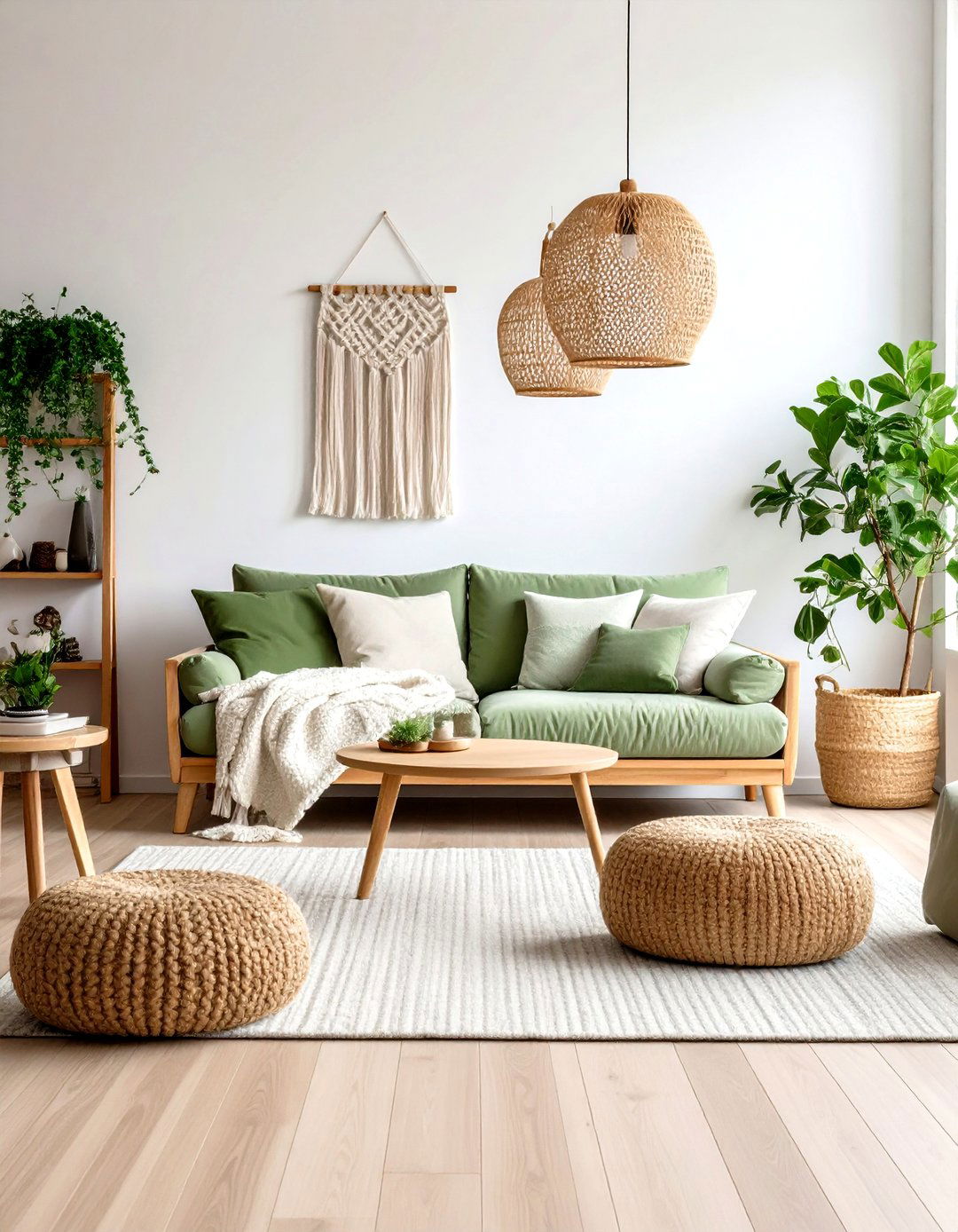 Sage Green Scandinavian Simplicity - 24 Dark Green Living Room Ideas