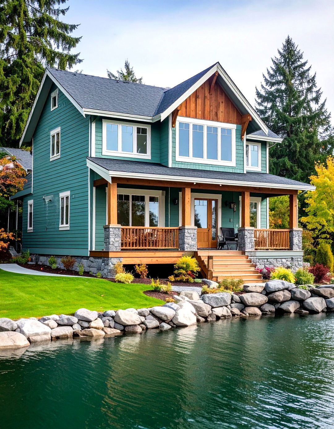 Sage Green Serenity - 24 Lake House Exterior Colors Ideas