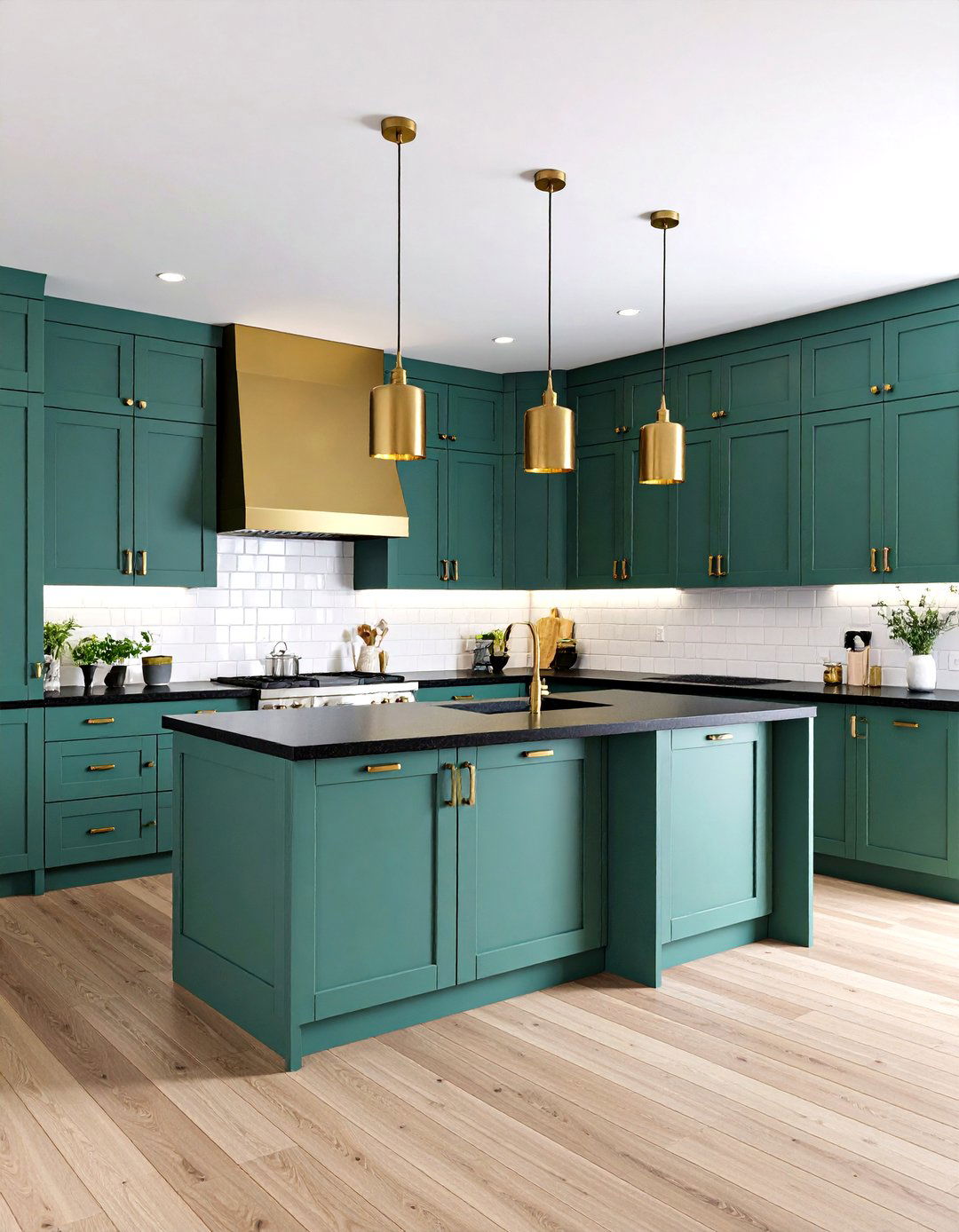 Sage Green Shaker Cabinets with Black Granite Countertops - 24 Green Kitchen Cabinets With Black Countertops