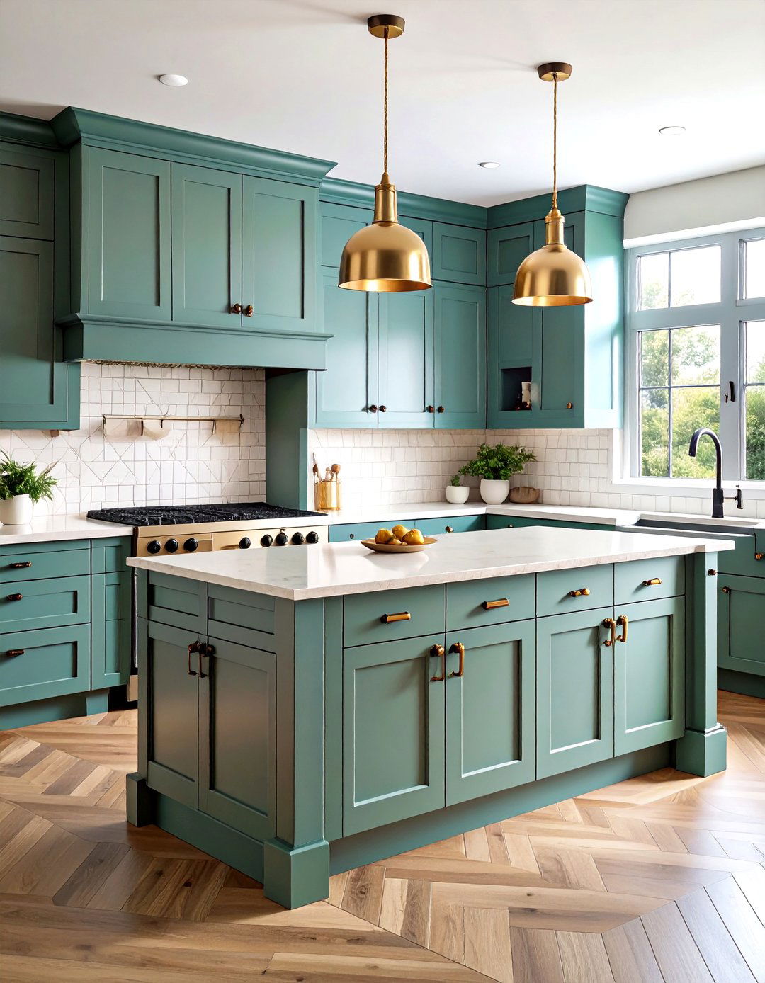 Sage Green Shaker Cabinets with Matte Black Hardware - 24 Sage Green and Black Kitchen Ideas