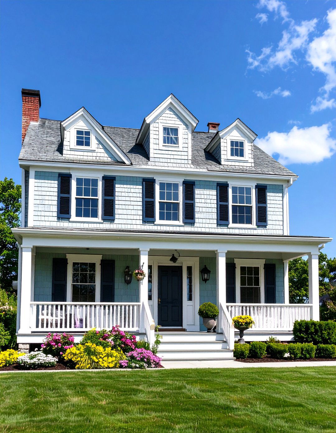 Sage Green Shingle Style Architecture - 24 Green Exterior House Paint Ideas
