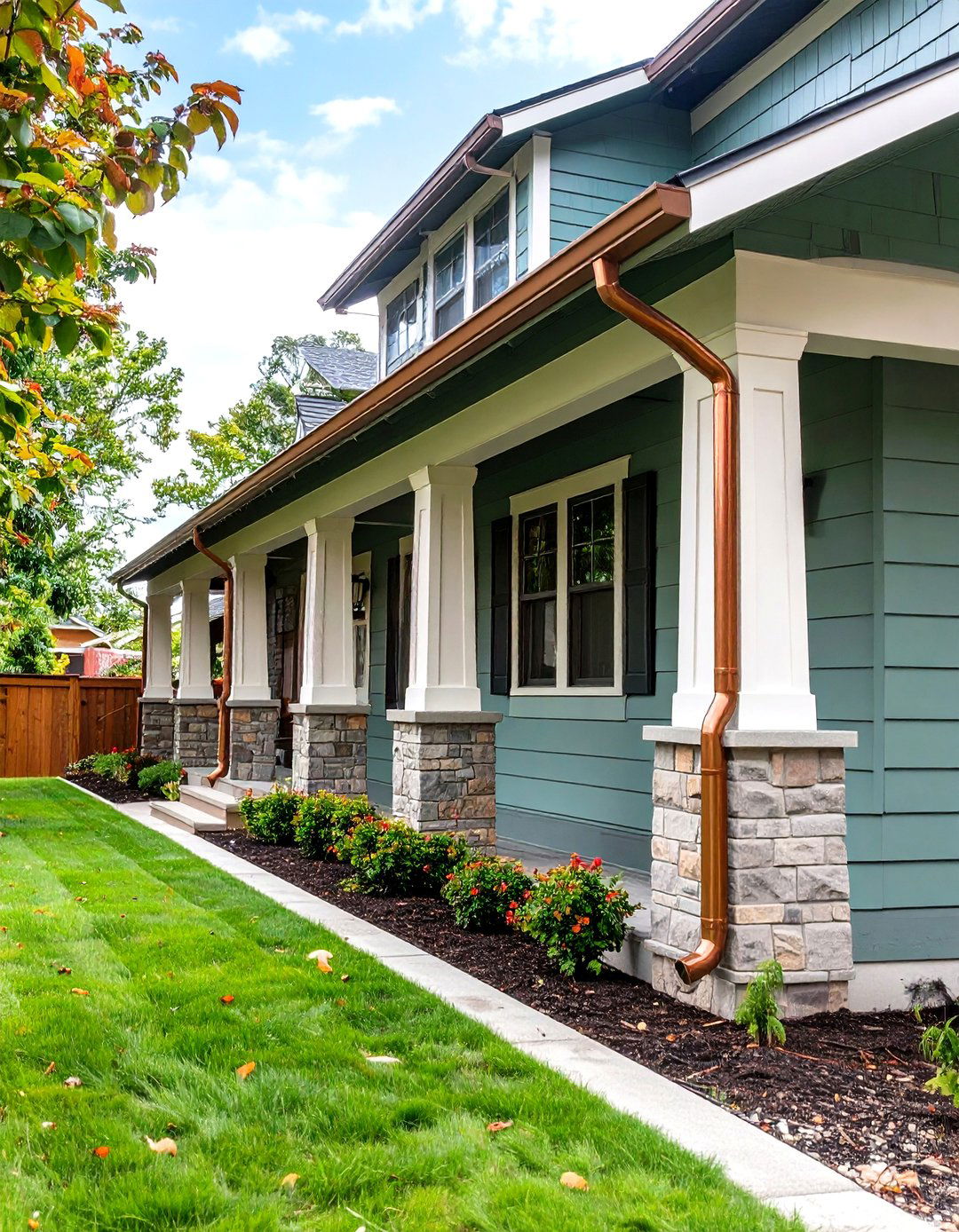 Sage Green Siding With Copper Accents - 24 Exterior House Color Schemes With Sage Green Siding
