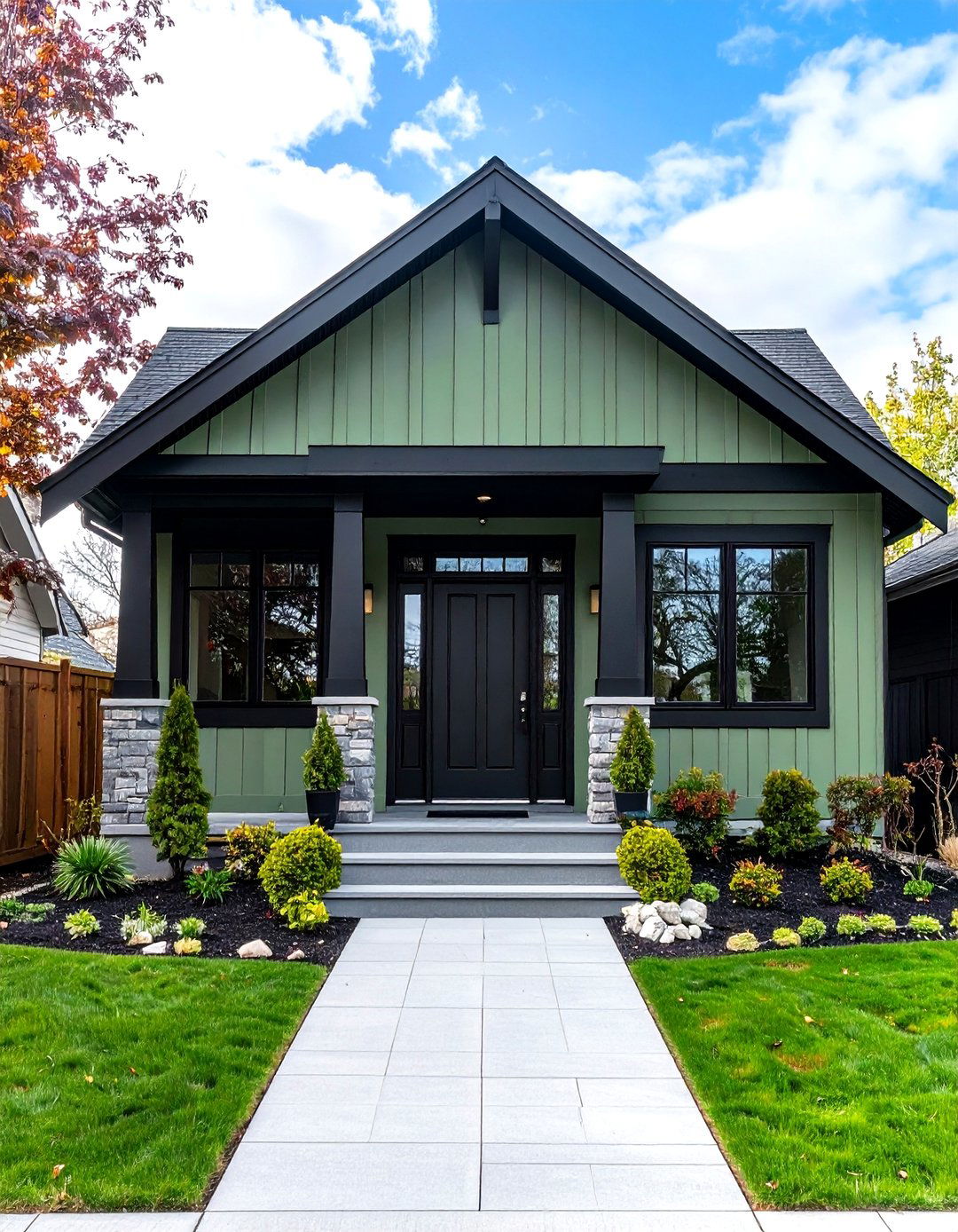 Sage Green Split Level with Modern Black Door - 24 Sage Green House With Black Door