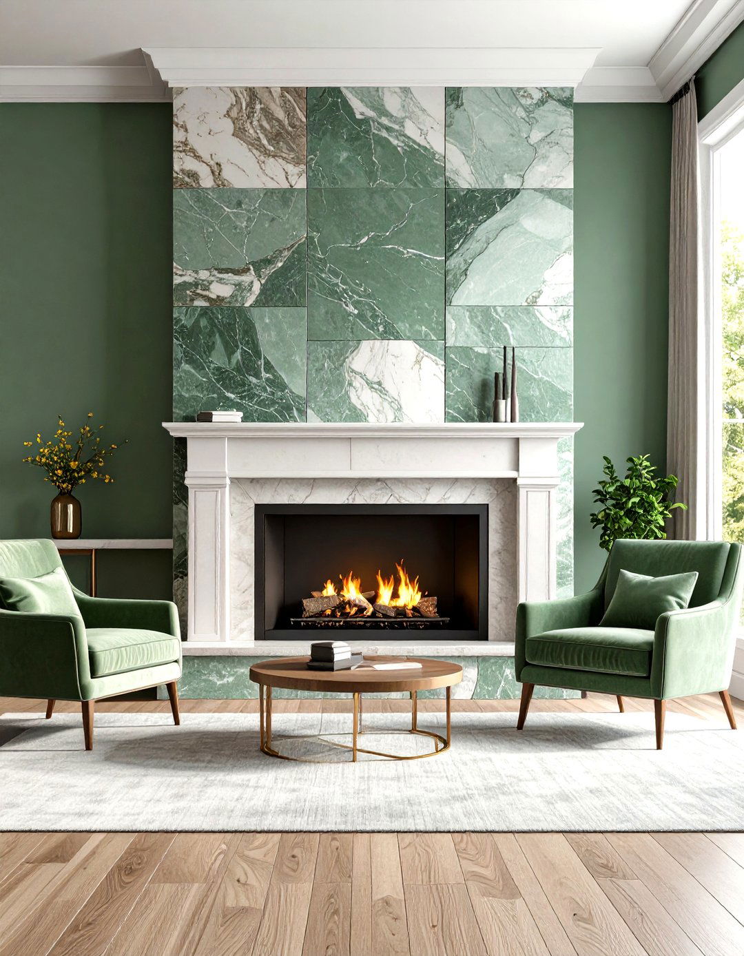 Sage Green Stone Veneer Fireplace - 24 Sage Green Fireplace Ideas