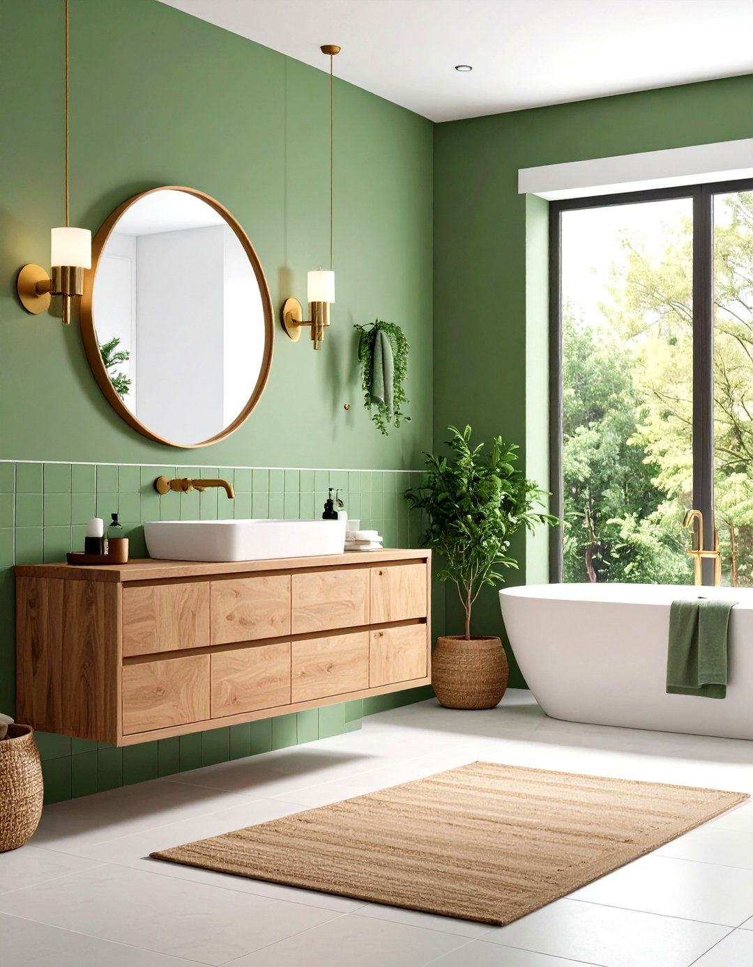 Sage Green Subway Bathroom Tiles - 24 Green Bathroom Tile Ideas