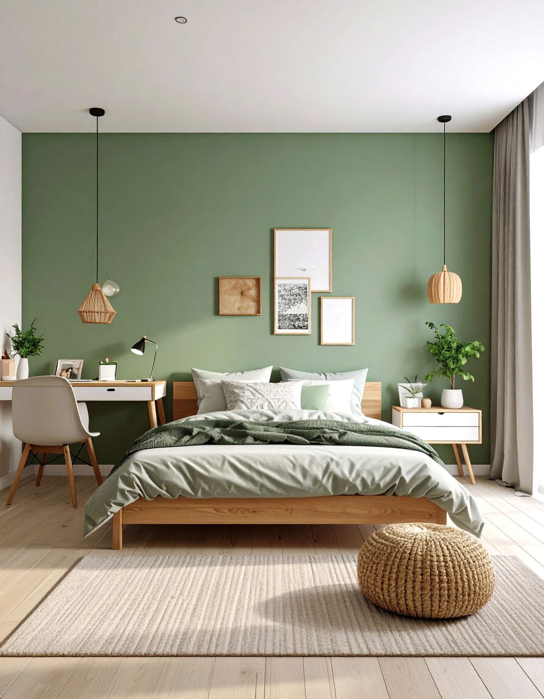 Sage Green Teen Bedroom with Modern Touches - 24 Sage Green Paint Color Ideas