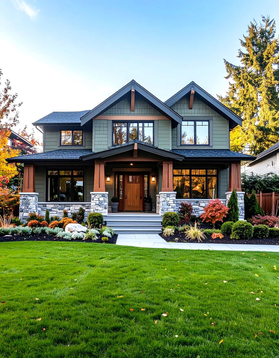 Sage Green Transitional Style Design - 24 Sage Green House Exterior Ideas