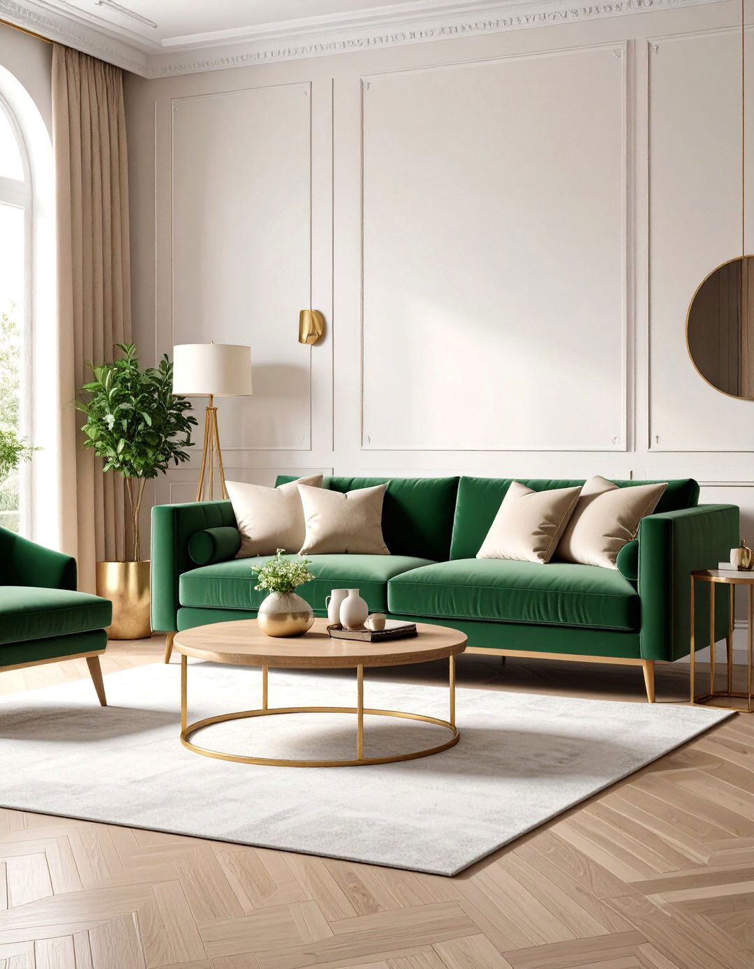 Sage Green Velvet Statement Sofa - 24 sage green and cream living room ideas