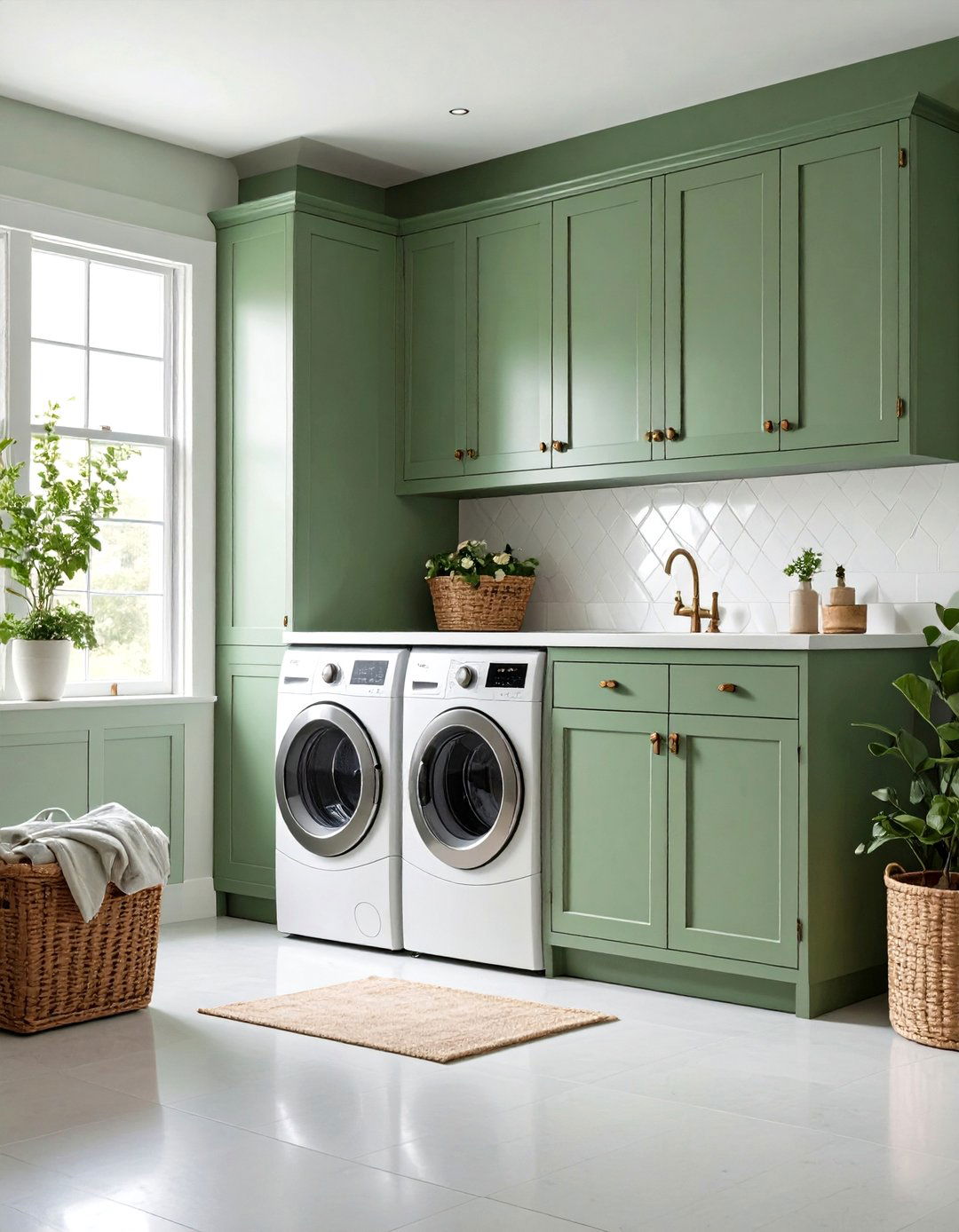 Sage Green Vintage Hardware and Fixtures - 24 Sage Green Laundry Room Ideas