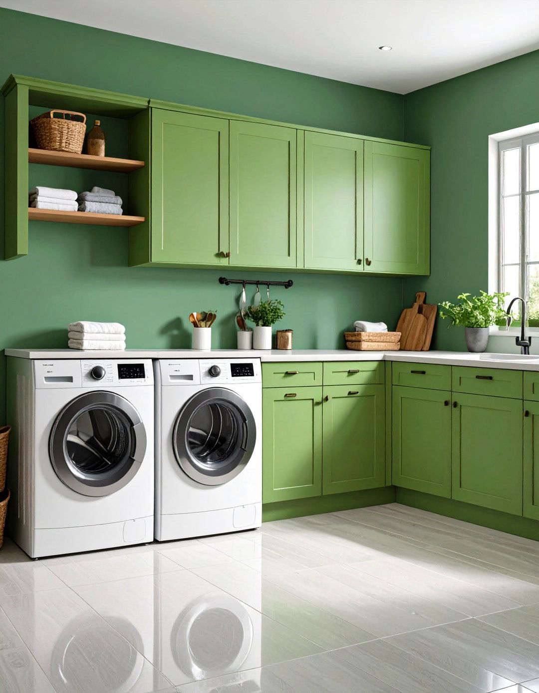 Sage Green Vintage Modern Combination - 24 Sage Green Laundry Room Ideas