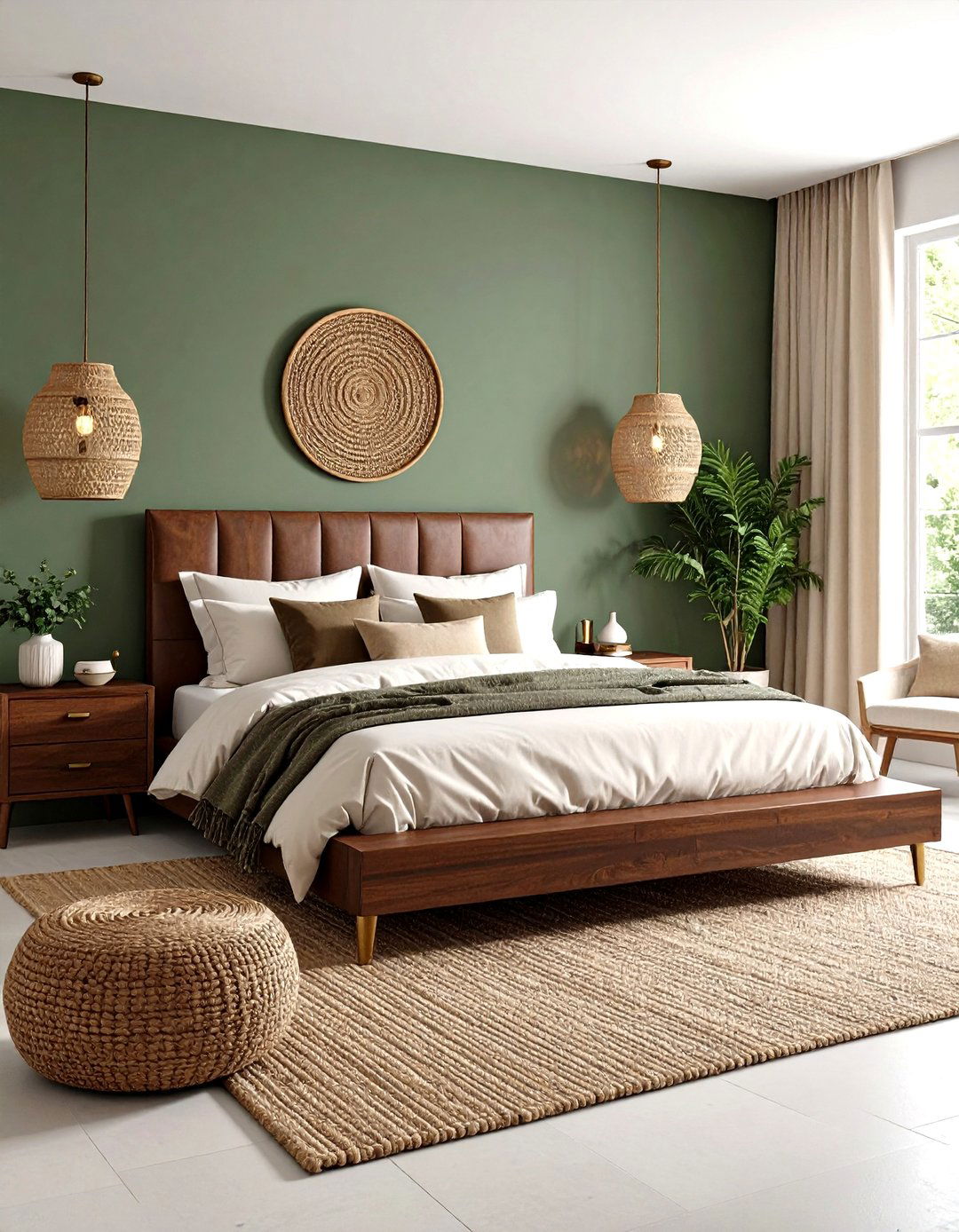 Sage Green Walls with Chocolate Brown Furniture - 24 Green and Brown Bedroom Ideas
