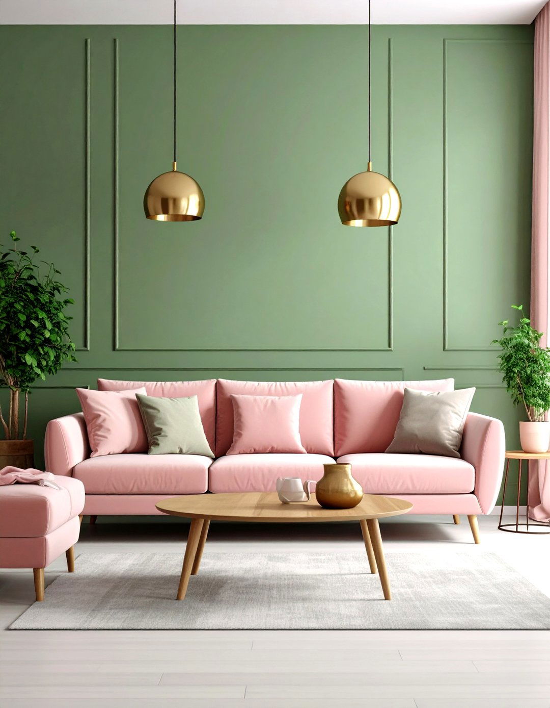 Sage Green and Blush Pink Living Room - 24 Pastel Living Room Ideas