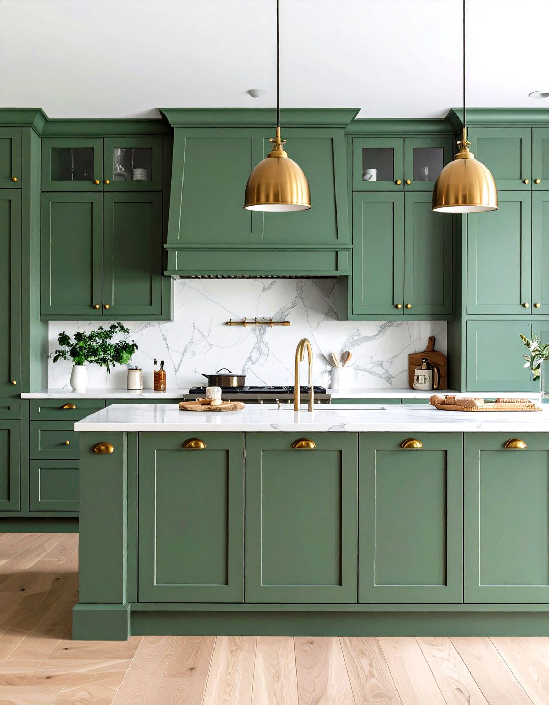 Sage Green and Brass Hardware Combination - 24 Sage Green Kitchen Ideas