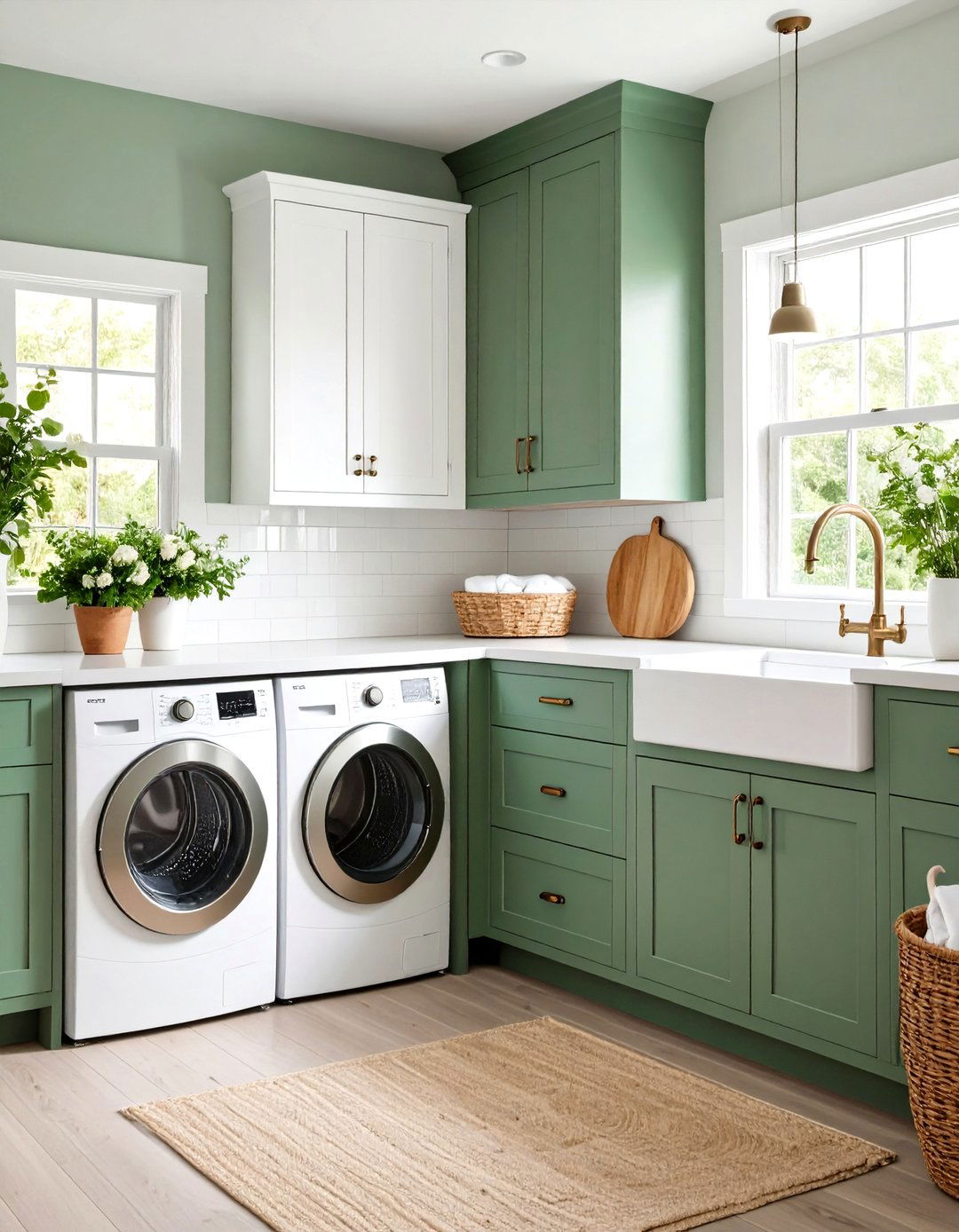 Sage Green and White Farmhouse Style - 24 Sage Green Laundry Room Ideas
