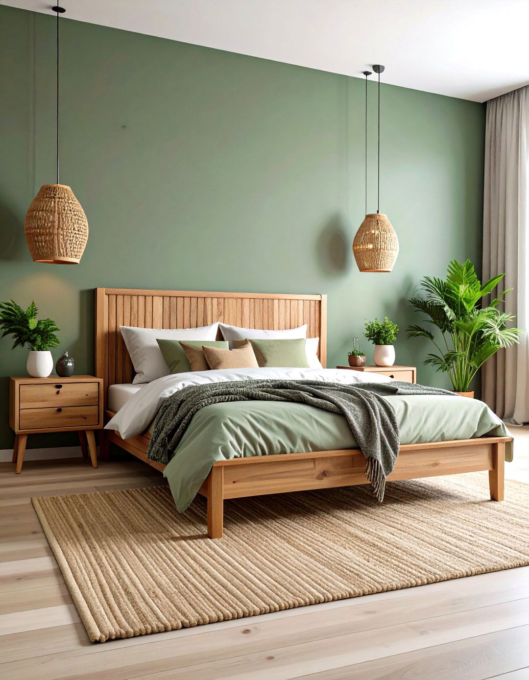 Sage Green with Natural Wood Elements - 24 Sage Green Bedroom Ideas
