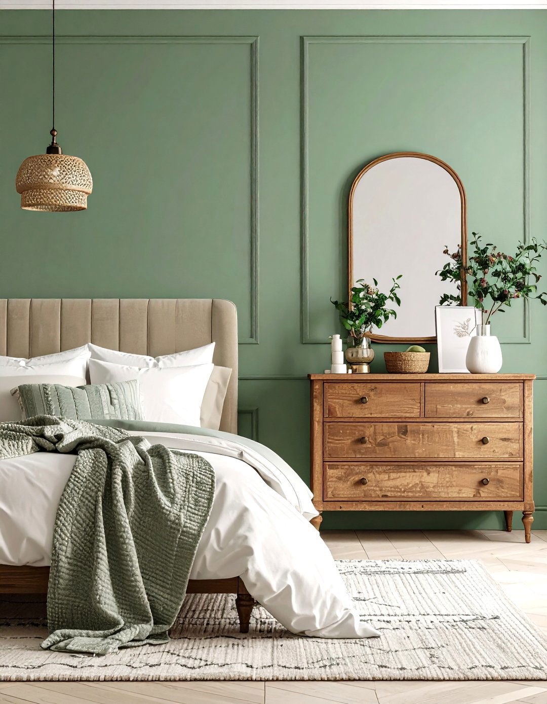 Sage Green with Vintage Furniture Elements - 24 Sage Green Bedroom Ideas