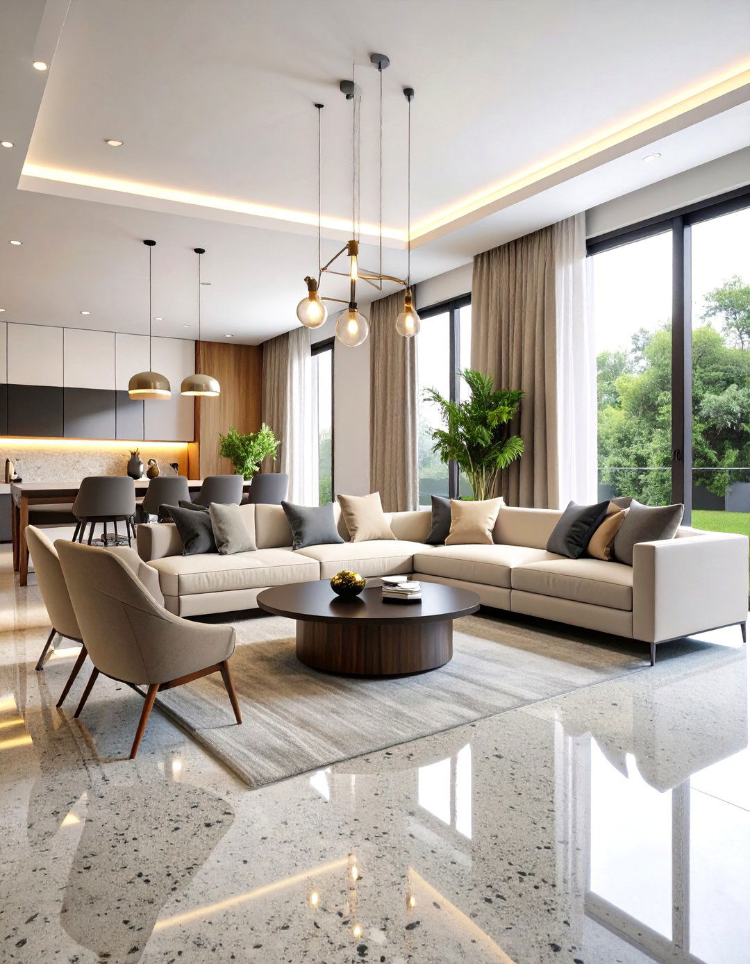 Salt and Pepper Concrete Floor with Modern Elegance - 24 Concrete Floor Living Room Ideas
