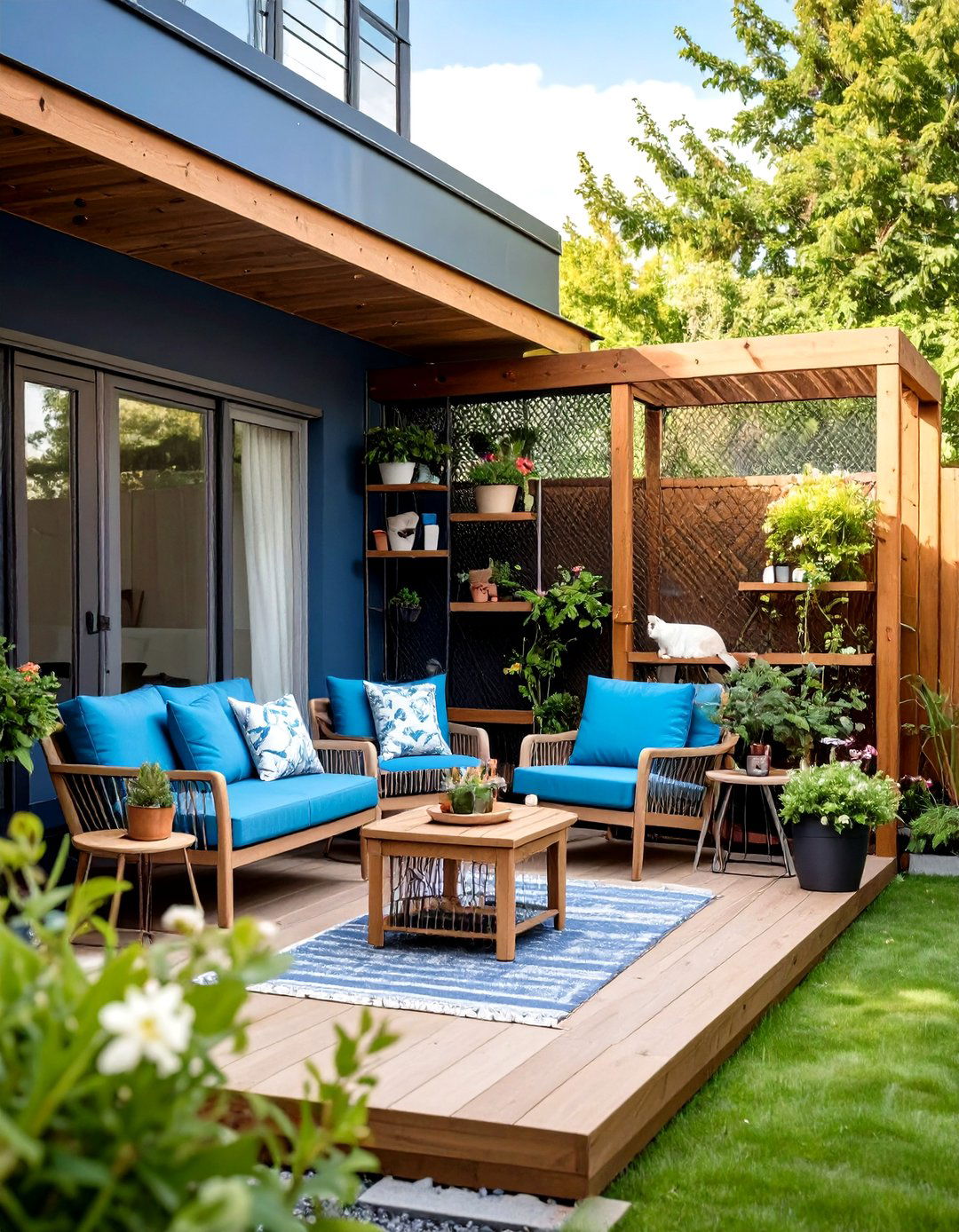 Sanctuary Catio with Human Seating - 24 Outdoor Catio Ideas