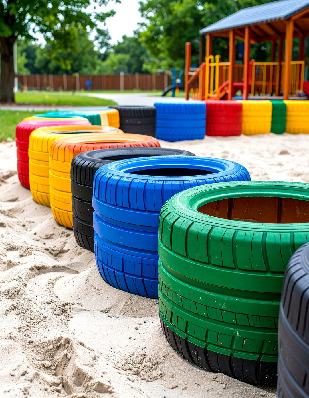 Sand Play Areas - 24 Recycled Tyre Garden Art Ideas