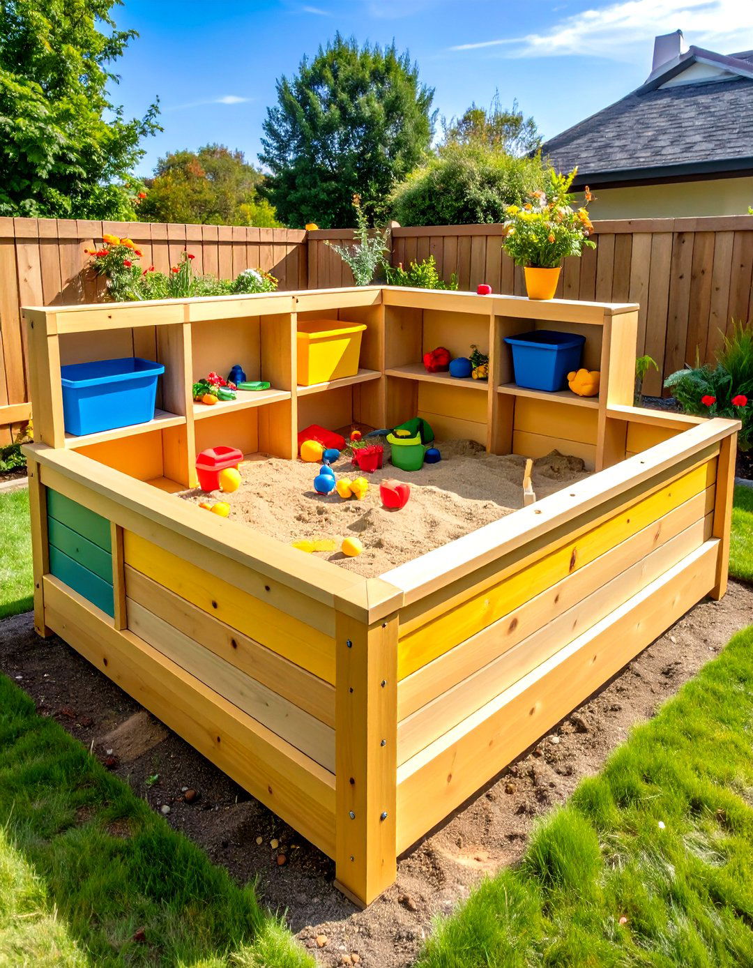 Sandbox Toy Shelving - 24 Outdoor Toy Storage Ideas