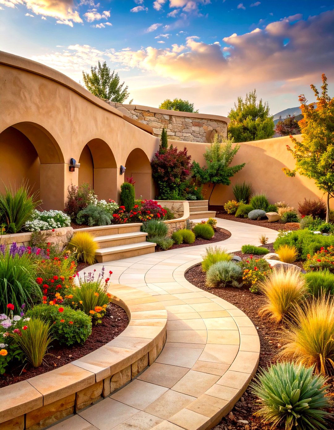 Sandstone Curved Feature Walls - 24 Stone Wall Ideas