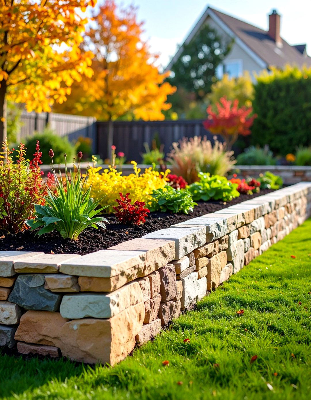 Sandstone Raised Garden Bed Borders - 24 Stone Garden Edging Ideas