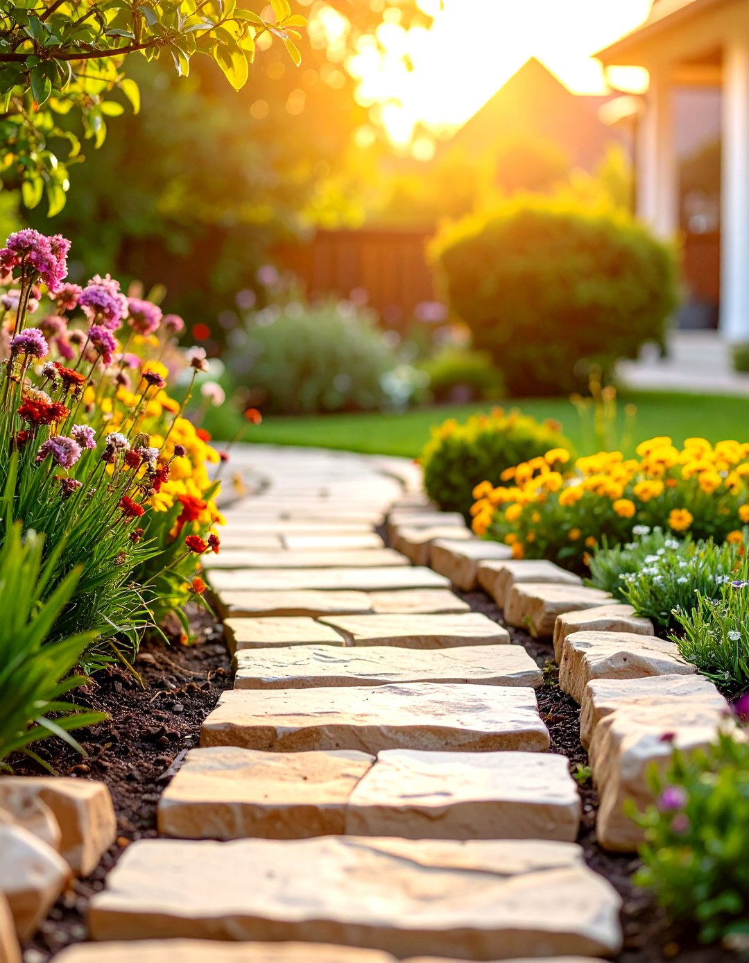 Sandstone Tumbled Cottage Edging - 24 Stone Garden Edging Ideas