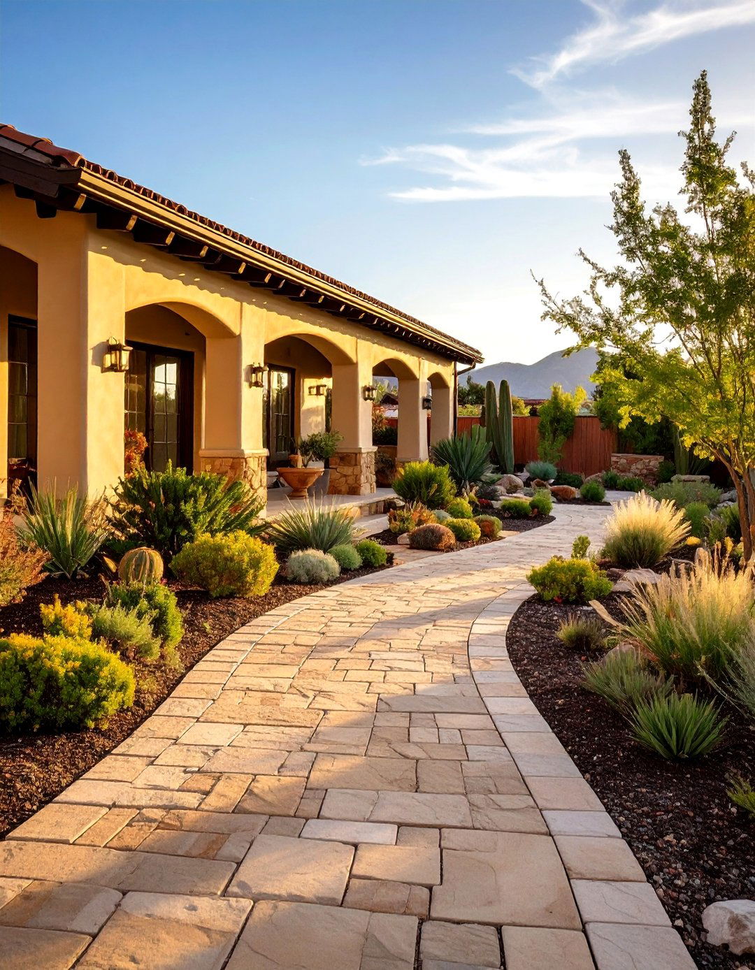 Sandstone Warm Tone Cobblestone Design - 24 Cobble Stone Walkway Ideas