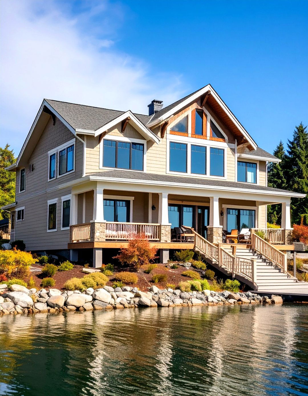 Sandy Beige Warmth - 24 Lake House Exterior Colors Ideas