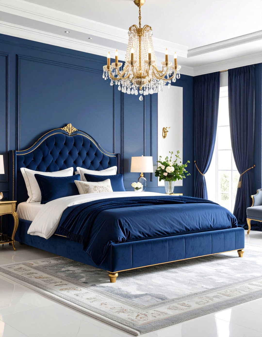 Sapphire Blue Bedroom with Jewel Tone Luxury - 24 Blue Bedroom Ideas
