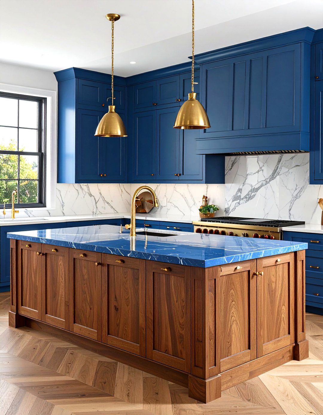 Sapphire Blue Marble Traditional Kitchen - 24 kitchens with blue countertops