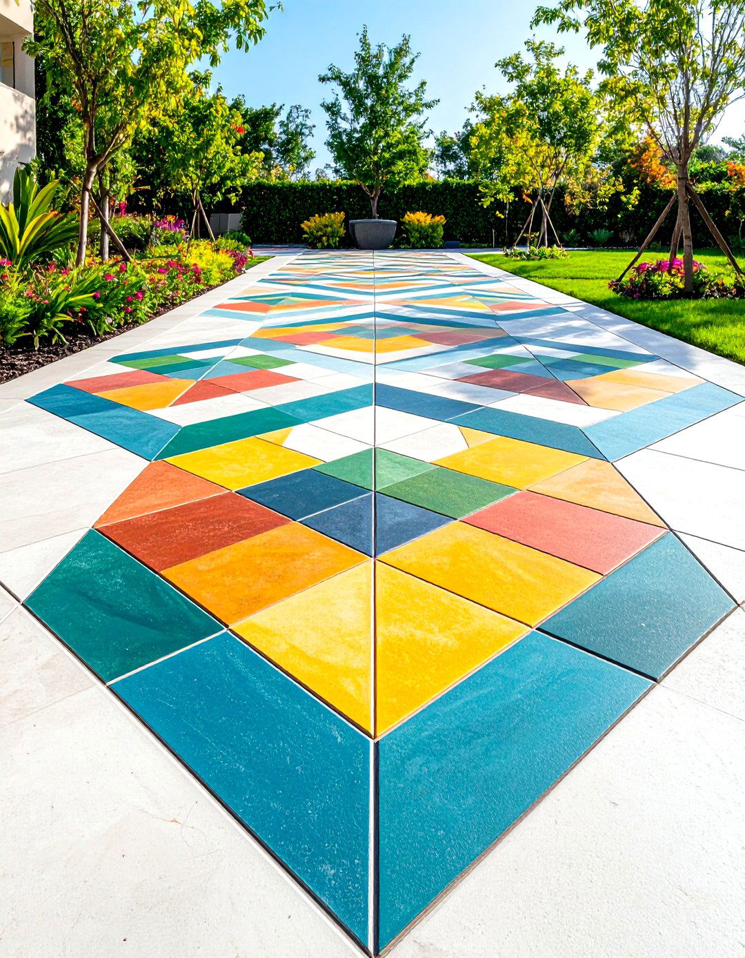 Saw Cut Pattern Concrete Design - 24 Concrete Walkway Ideas
