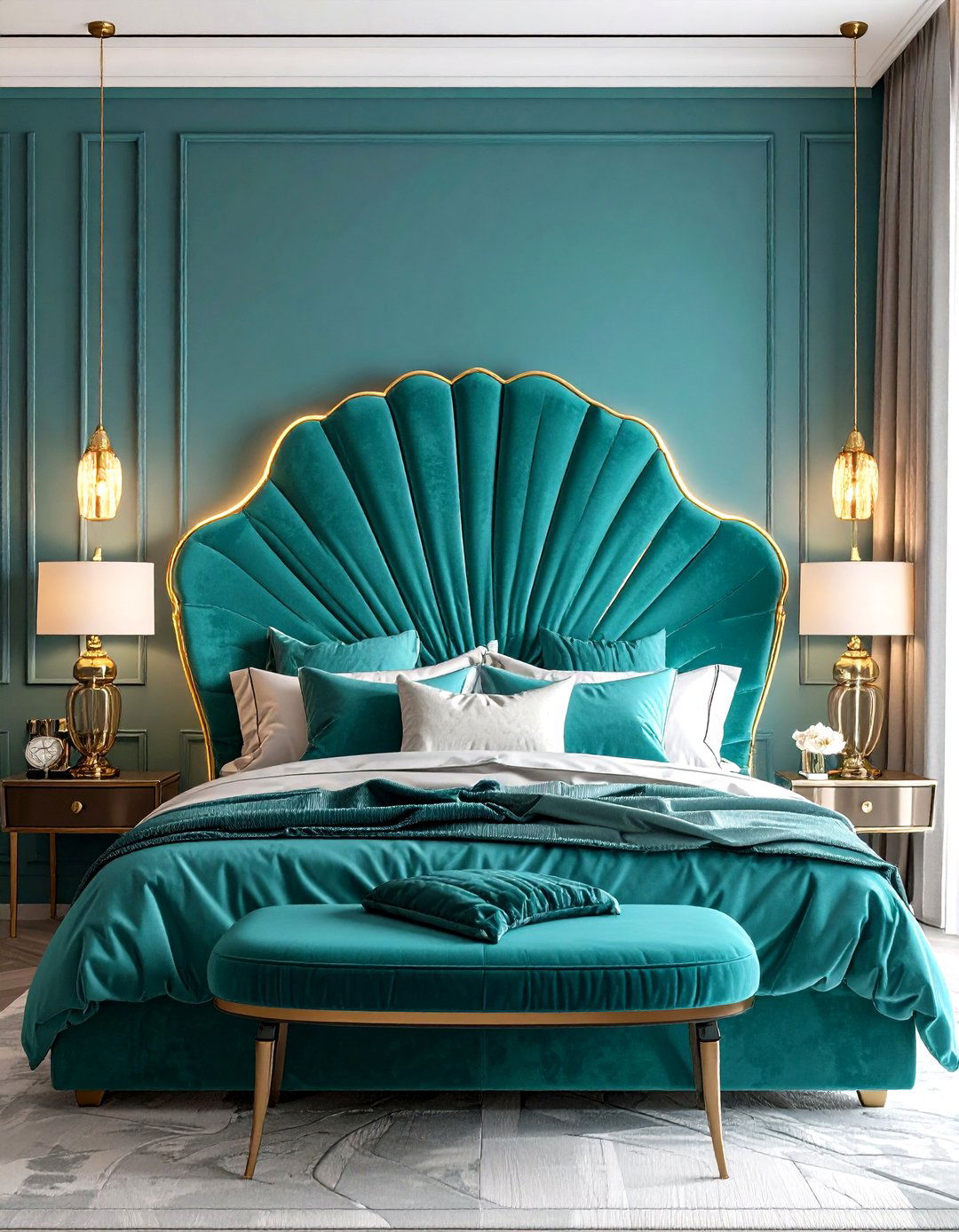 Scalloped Headboard Shell Design - 24 Mermaid Bedroom Ideas