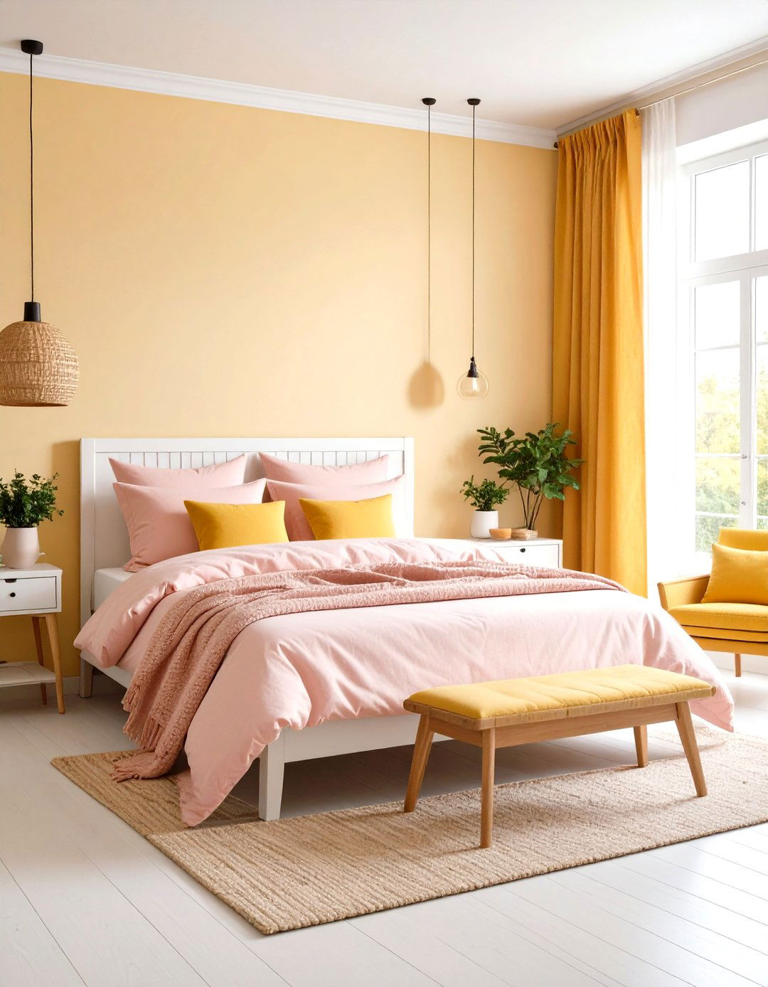 Scandinavian Bedroom Sanctuary - 24 How to Decorate With Yellow and Pink
