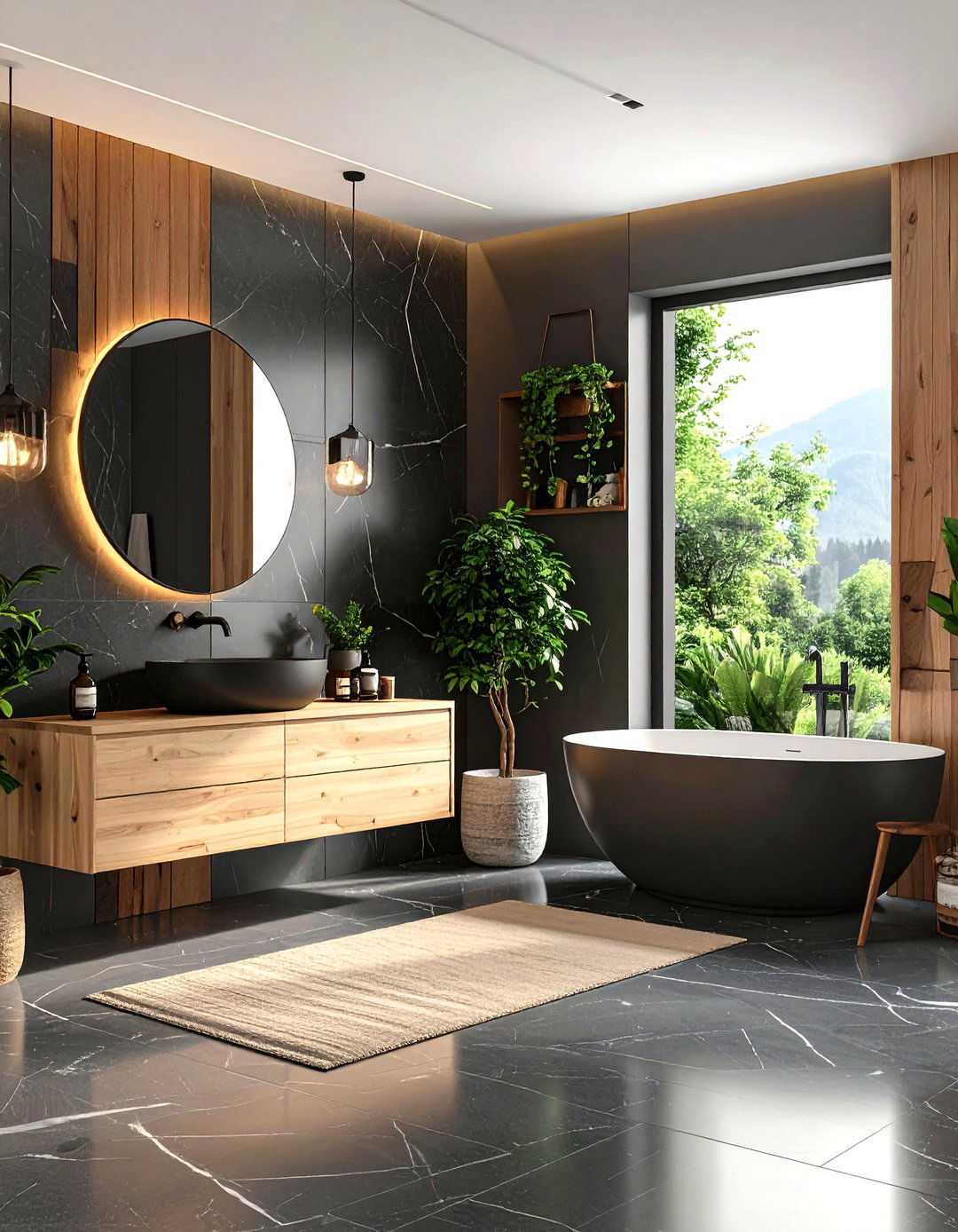 Scandinavian Black Marble Integration - 24 Black Marble Bathrooms