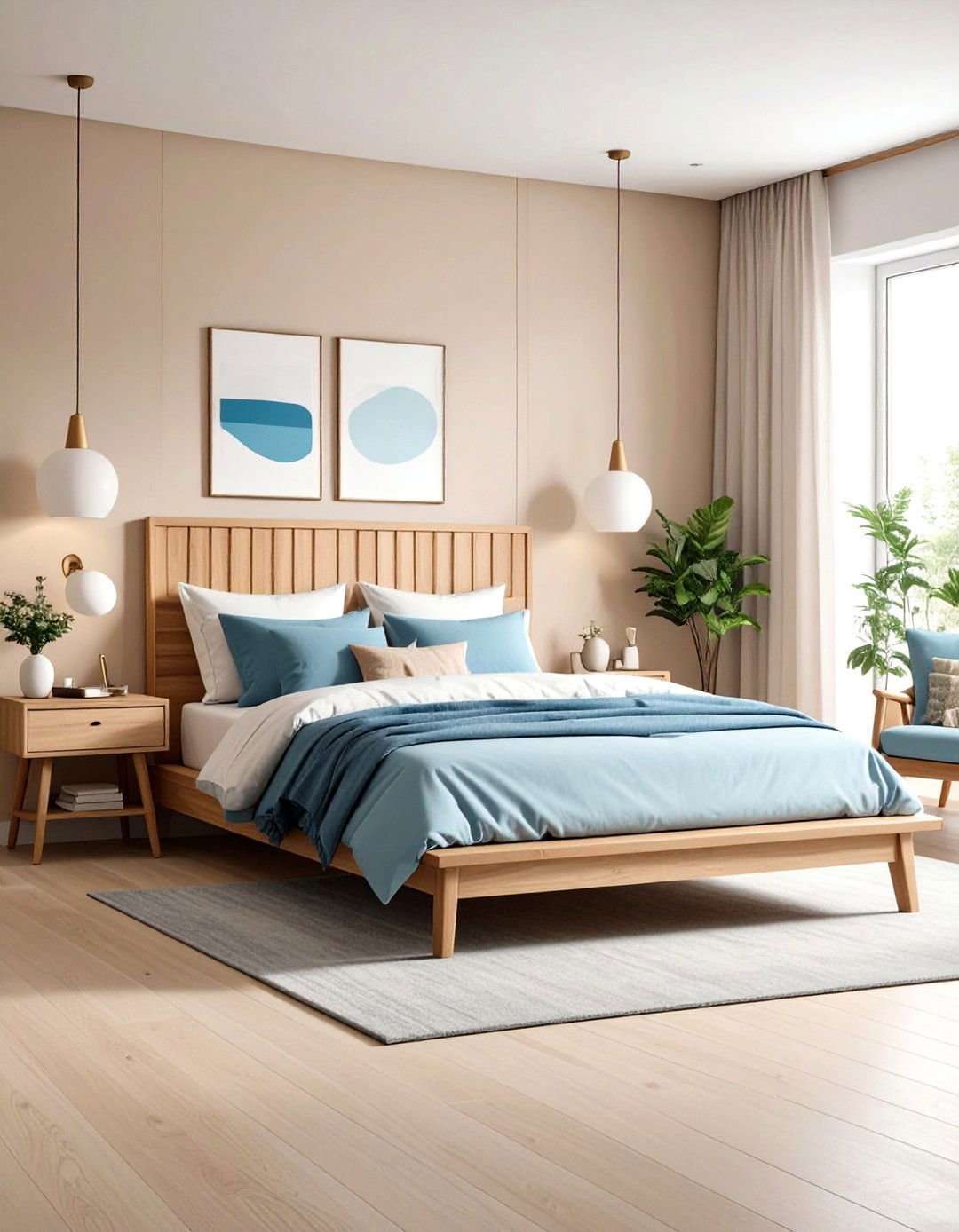 Scandinavian Blue Beige Minimalist Retreat - 24 blue and beige bedroom ideas