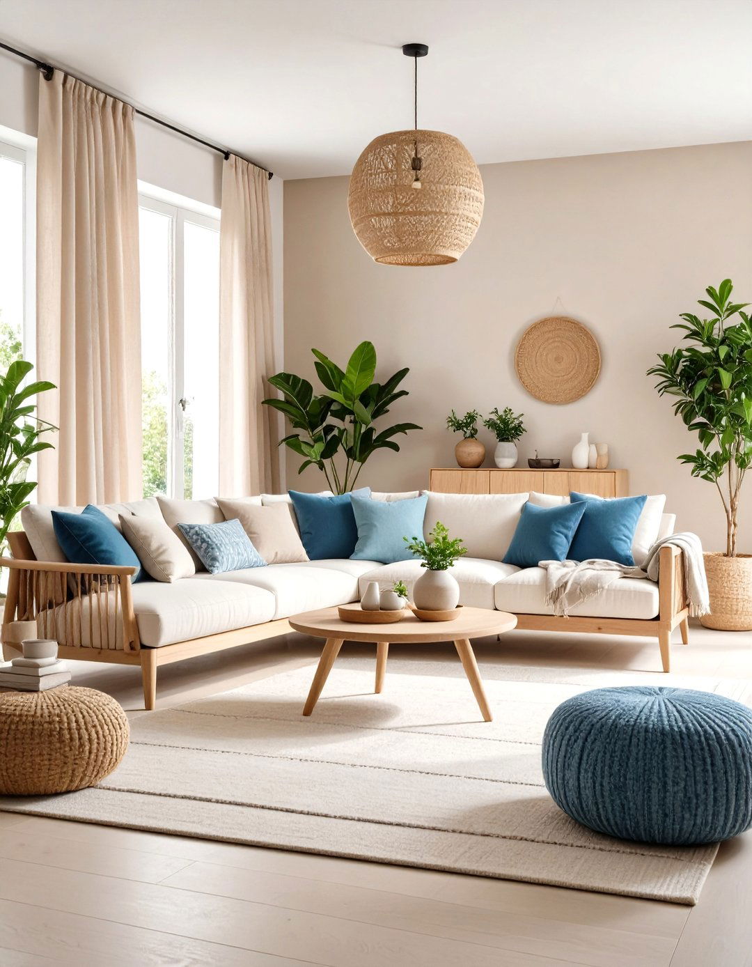 Scandinavian Blue and Beige Living Room - 24 blue and beige living room ideas