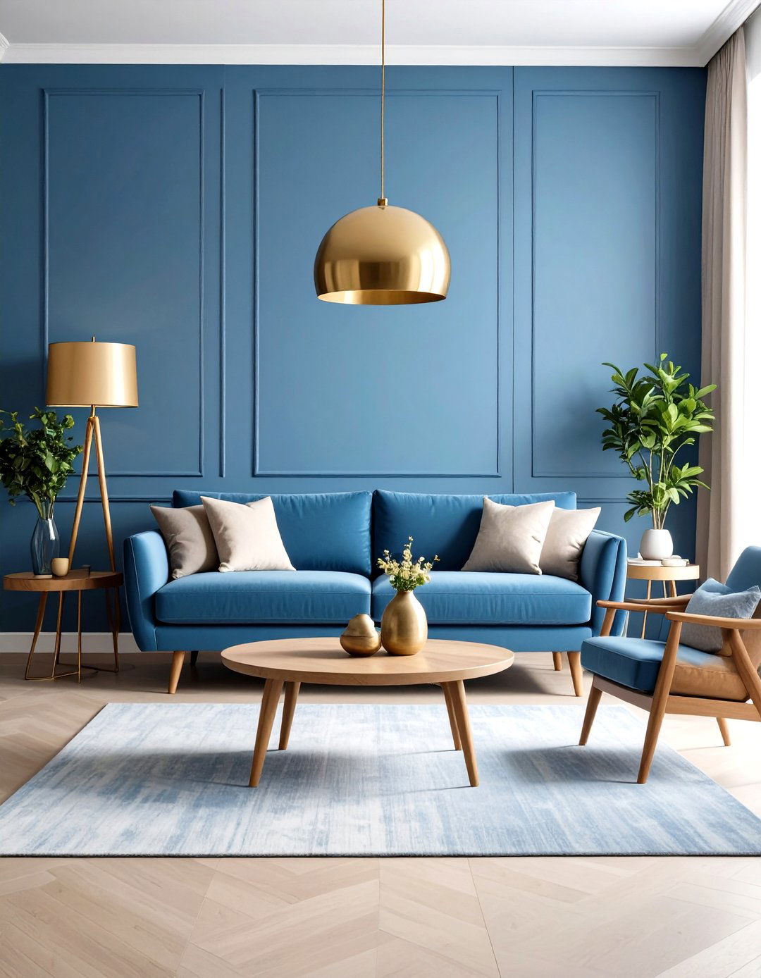 Scandinavian Blue and Gold Minimalism - 24 Blue and Gold Living Room Ideas