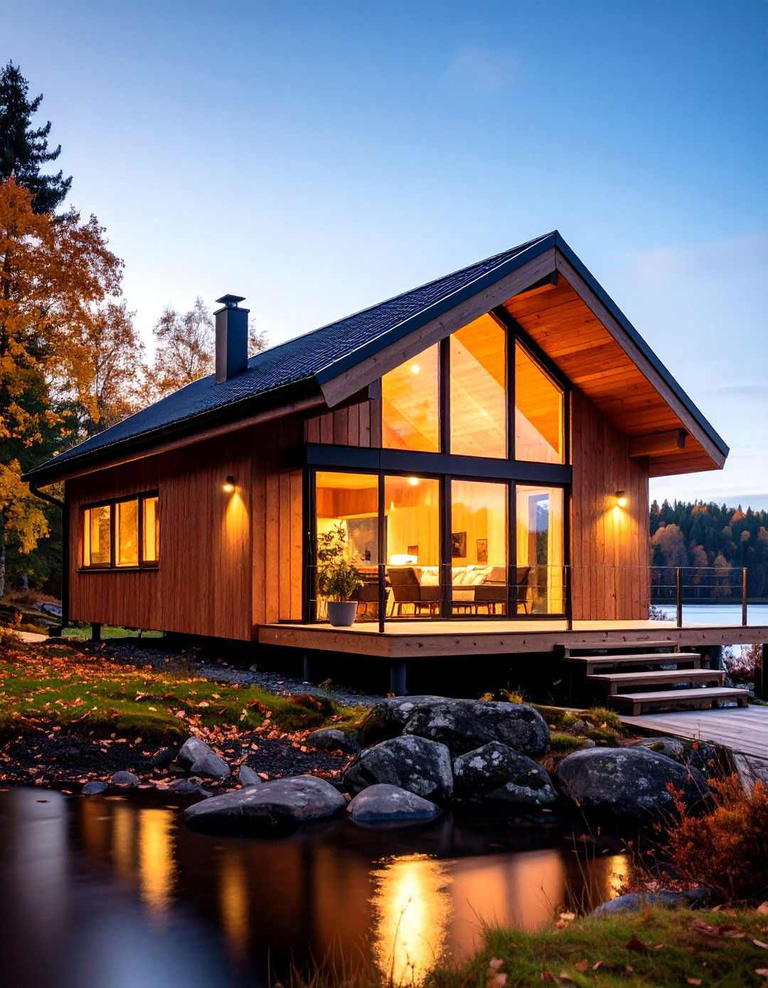 Scandinavian Brown Wood Cladding - 24 Dark Brown House With Black Trim