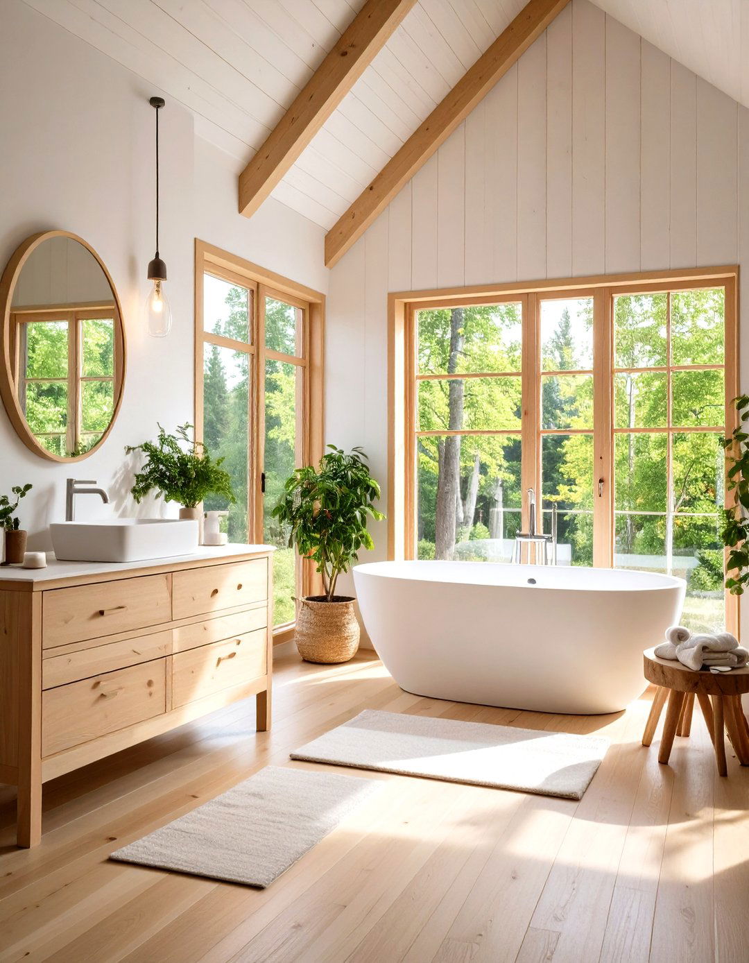 Scandinavian Cabin Minimalism - 24 Log Cabin Bathroom Ideas